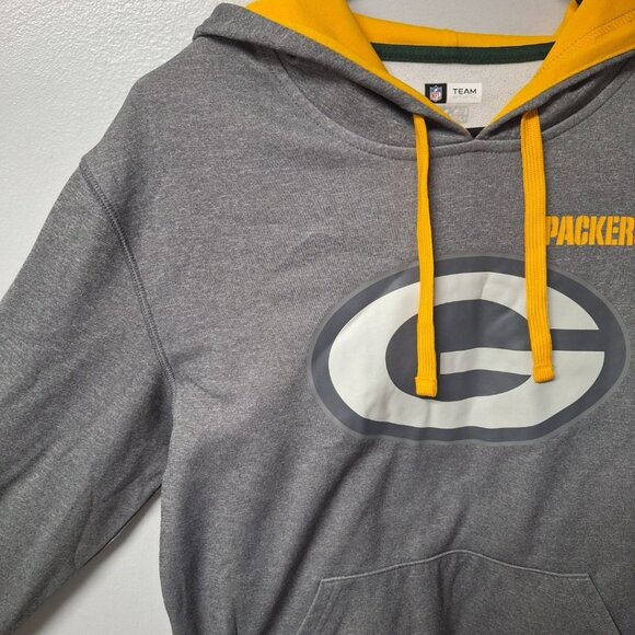 NFL Green Bay Packers Hoodie Sweatshirt Yellow Gray Football Wisconsin‎ - Picture 3 of 8